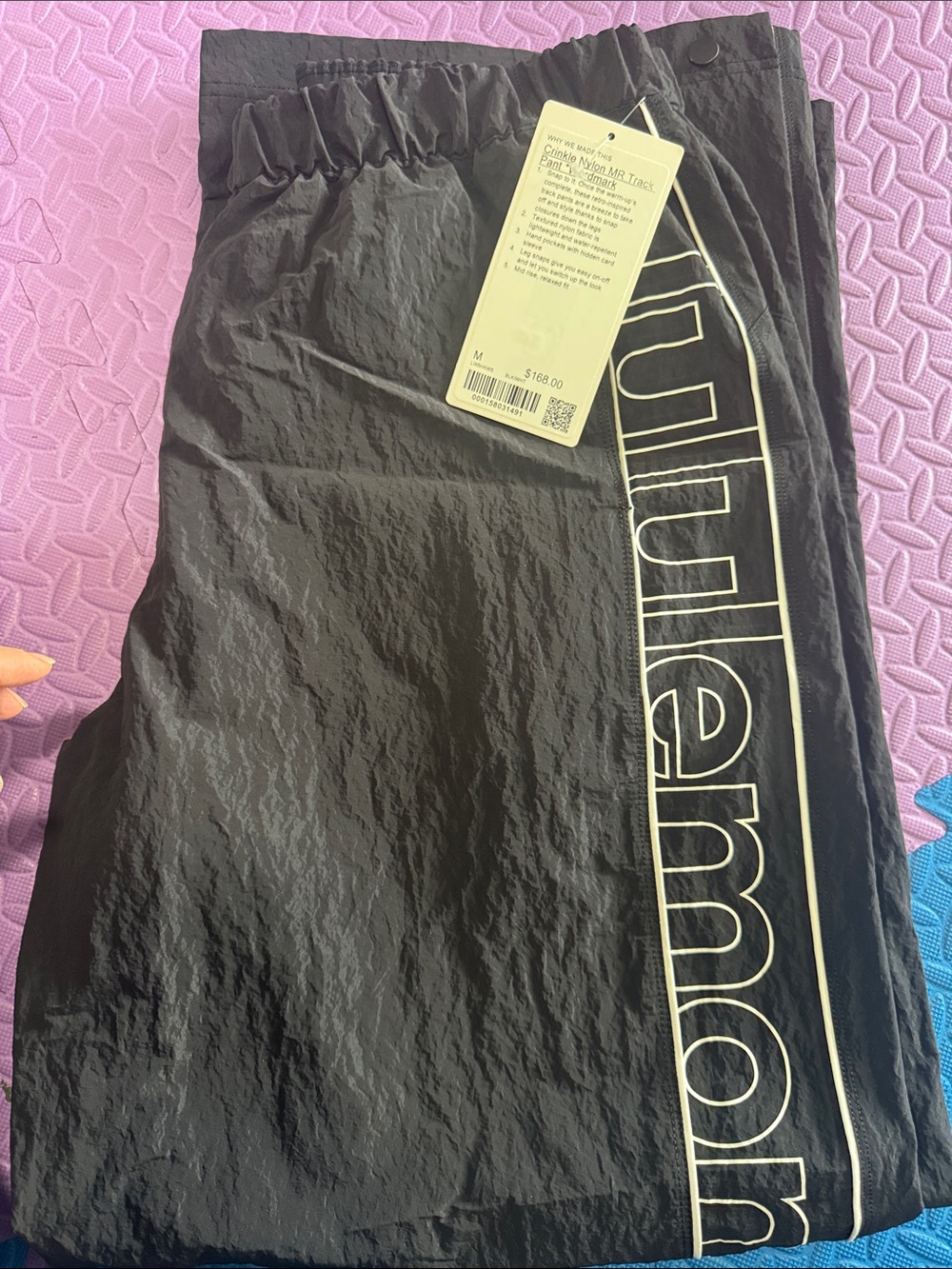lululemon athletica Black Track Pants with White Logo Stripe